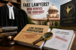 Black lawyer robes and law degree verification files symbolising CJI Surya Kant’s concern over alleged fake lawyers in India.